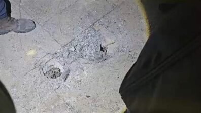 اثار الصاروخ على كورنيش الرملة البيضاء (شاهد الفيديو)