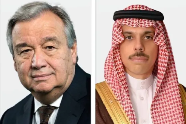 فيصل بن فرحان وغوتيريش يستعرضان الجهود حول تطورات المنطقة