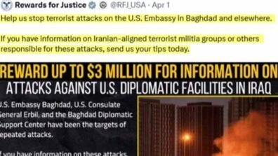 ٣ ملايين دولار لكل من يساعد بإحباط هجوم على سفارة أميركية