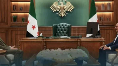 الشرع يستقبل الفنان جمال سليمان بقصر الشعب في دمشق