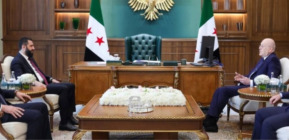 الشرع استقبل ميقاتي في قصر الشعب بدمشق